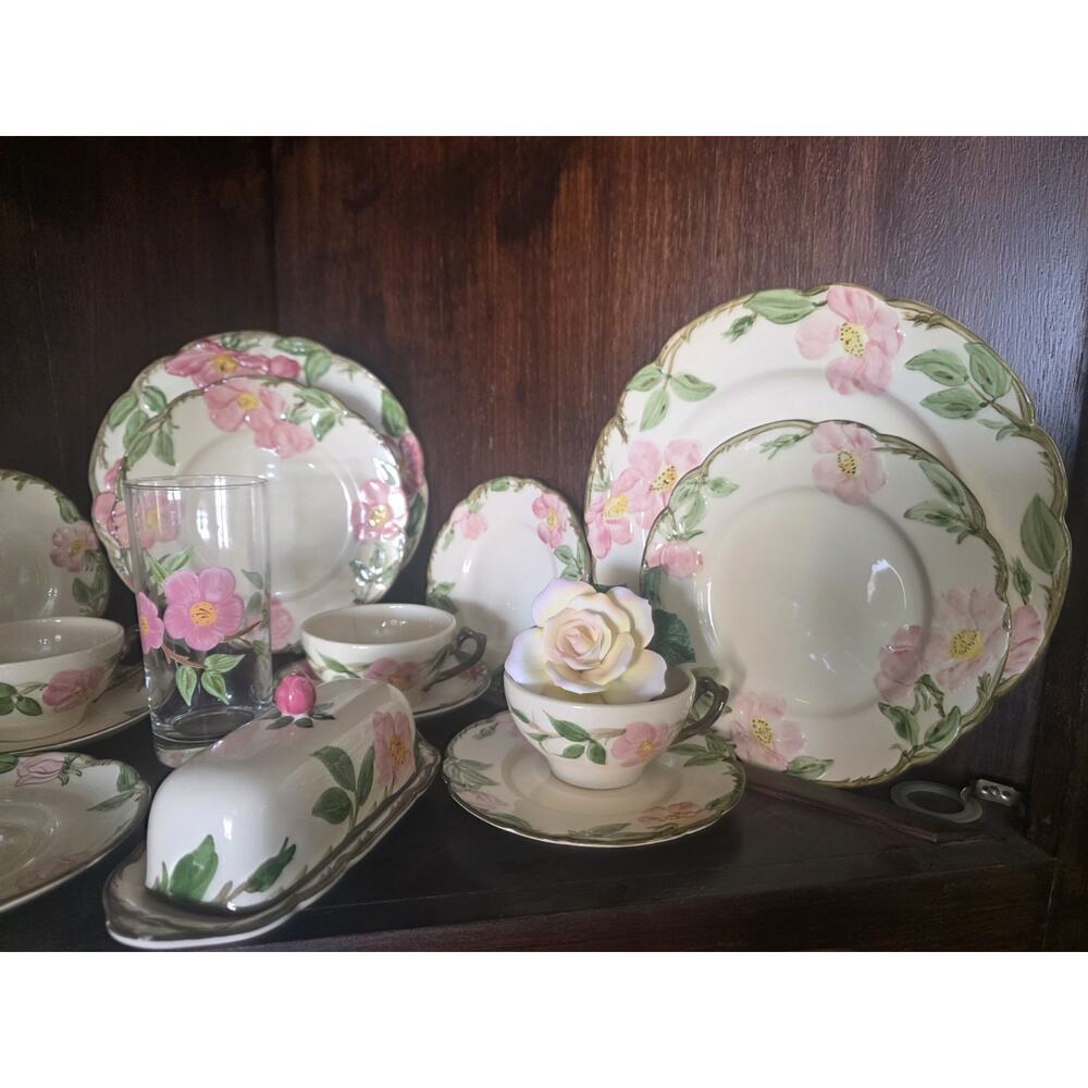 Vintage Franciscan Floral Ceramic Dinner Set Dinner Plate Cup Saucer Butter Dish - Picture 7 of 10